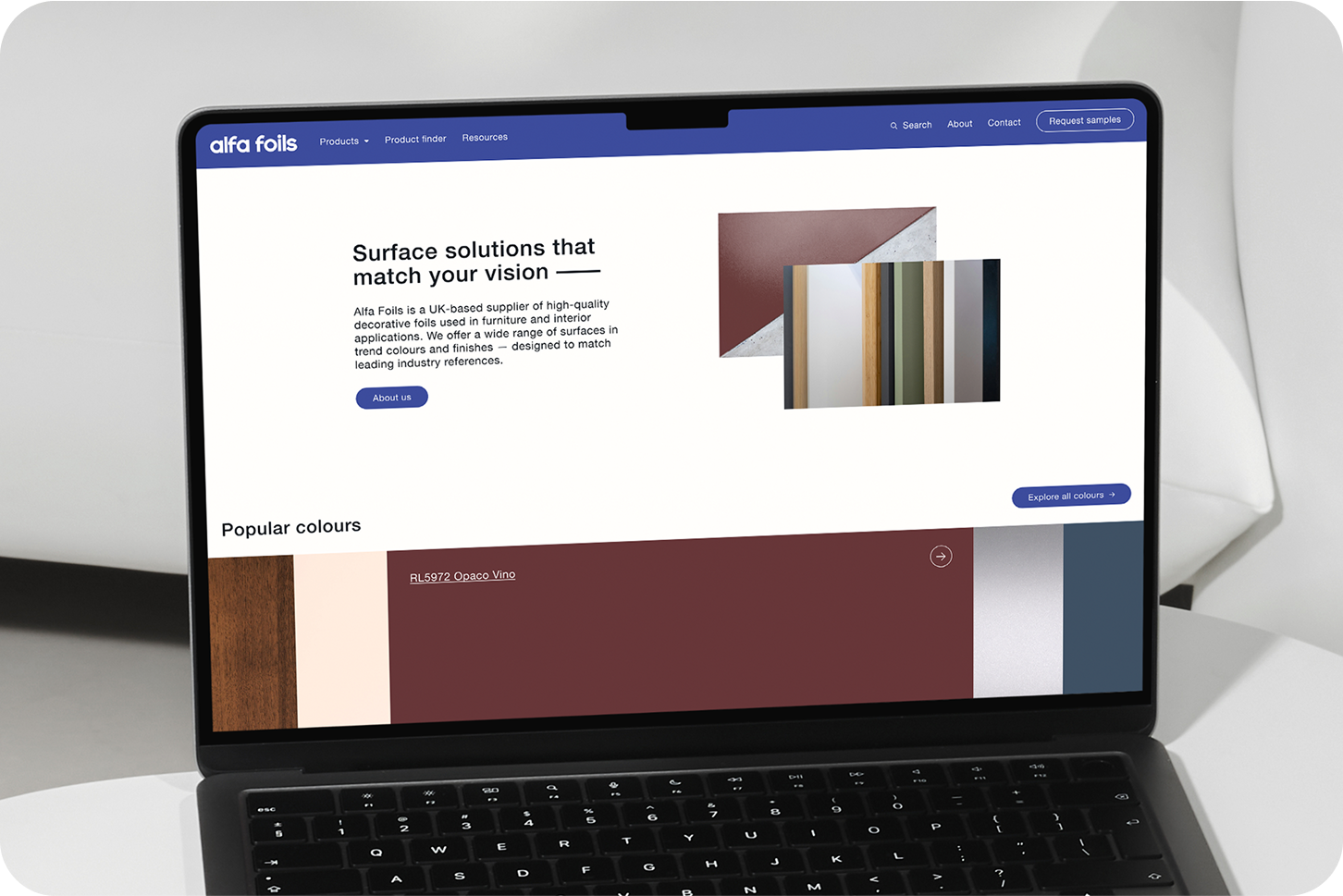 Alfa foils website mockup