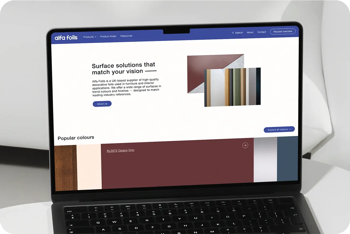Alfa foils website mockup