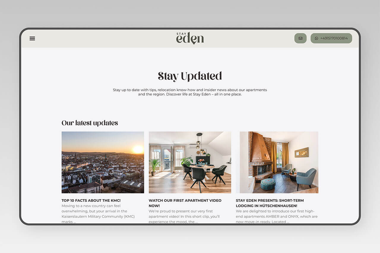 Stay Eden news page