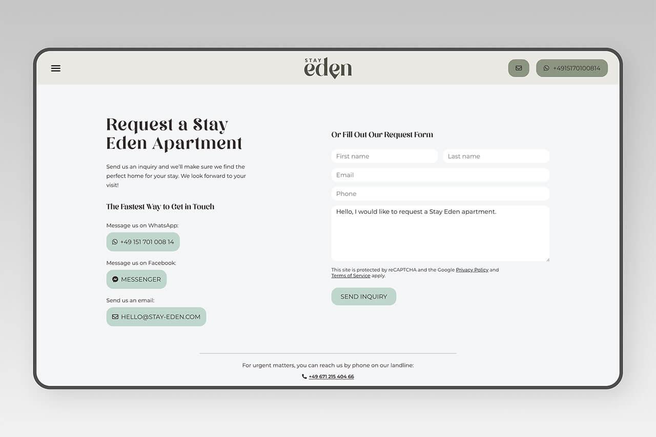 Stay Eden requests page