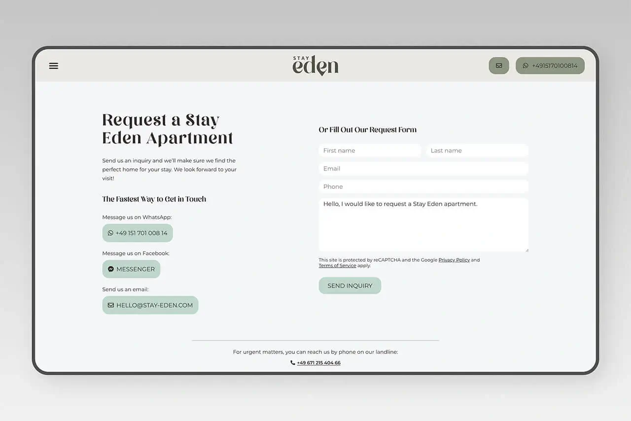 Stay Eden requests page